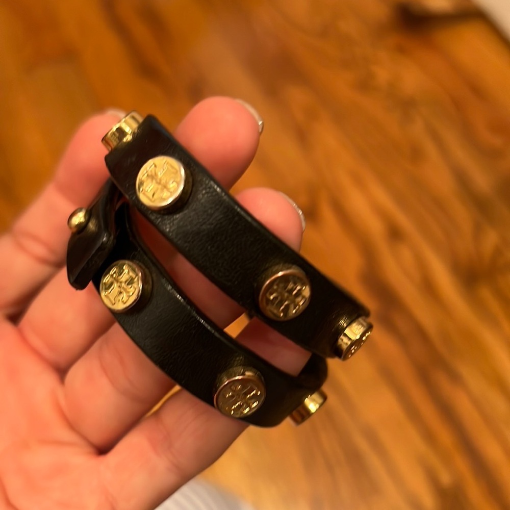 Tory Burch leather bracelet with gold studs